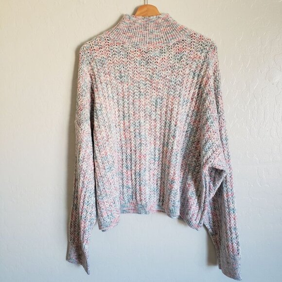 LC Lauren Conrad Knit Pastel Mock Neck Sweater Blue/Pink Sz Women's XXL Metallic - Picture 8 of 11